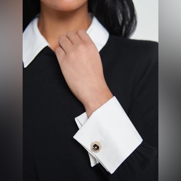 L'AGENCE Sweaters - L'AGENCE April Poplin Collar Pullover in Black